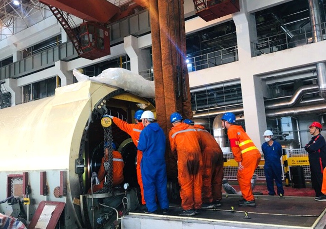 WOM Company successfully completed the rotor reassembly node of #4 generator of Huaibei Huancheng Power Plant